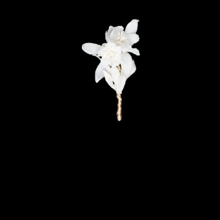 CC Double Peony Leaves Pin - White Silver, White