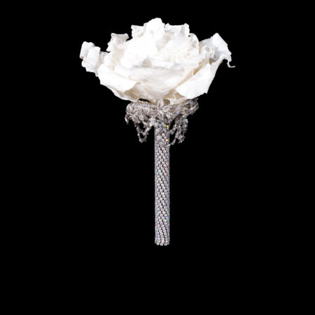 CC Peony Bloom Paved Twigs Bouquet - White Gold, White