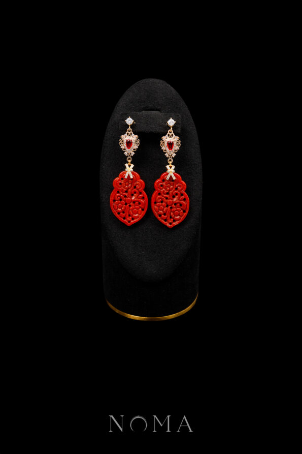 JJW-202500001-Carved-Unique-Gourd-Jade-Earrings-18k-Yellow-Gold-Red-Jade
