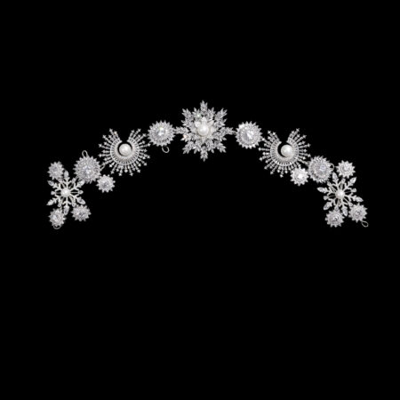 Extravagant Snowflakes Round Hairvine - White Gold
