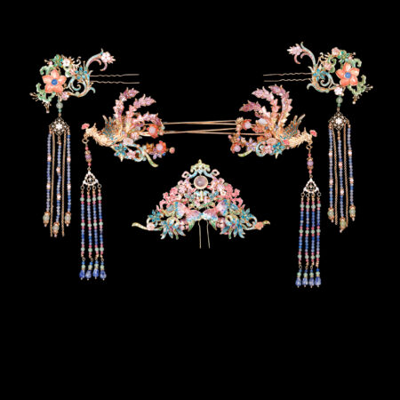 Colorful Mosaic Fantasy Butterfly Phoenix Full Set - Gold, Rainbow (5 pcs)