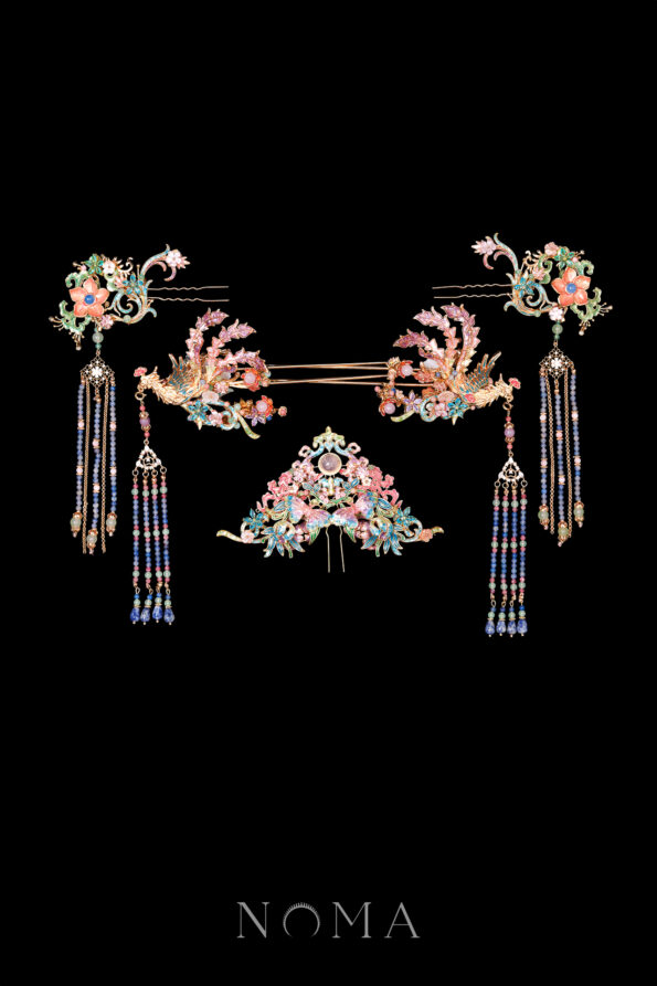 CHN-202500164-Colorful-Mosaic-Fantasy-Butterfly-Phoenix-Full-Set-Gold-Rainbow-5-pcs