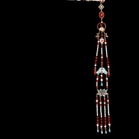 Everlasting Carved Jade Hairpin - Gold, Light Jade (Left)