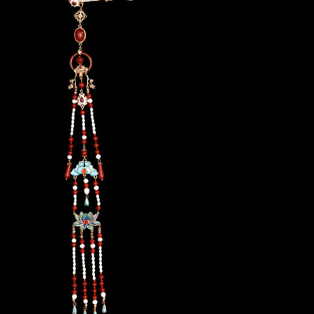 Everlasting Carved Jade Hairpin - Gold, Light Jade (Right)