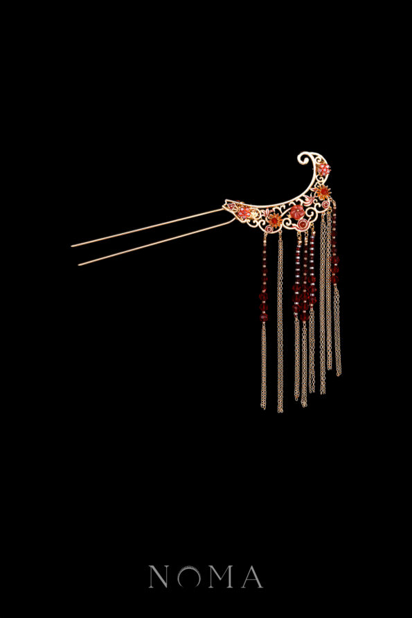 CHN-202500204-Regal-Flower-Curvy-Hairpin-Gold-Ruby-Left