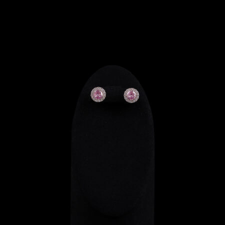 Classic Round 1.5 ct Halo Earrings - 18k Rose Gold, Pink Diamond