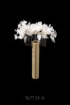 LR White Peony Mix Haircomb - White Silver, White