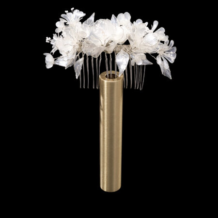 LR White Peony Mix Haircomb - White Silver, White