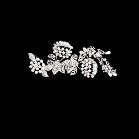 Flora et Perle Hairvine or Brooch - White Gold