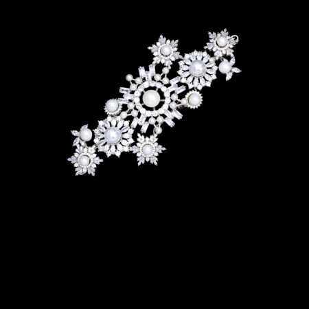 Pearl Mix Arrangement Hairvine or Brooch - White Gold