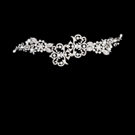 Baroque Vinery Hairvine or Brooch - White Gold