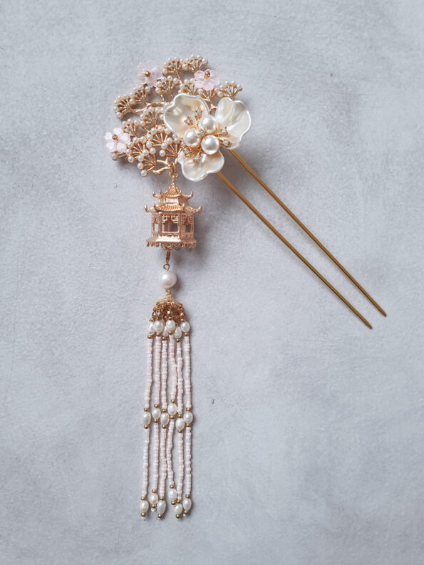 CHN-201900162-Pagoda-Pink-Hairpin-Gold-Pink-Right