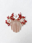 Ruby Flowers Haircomb - Gold, Red