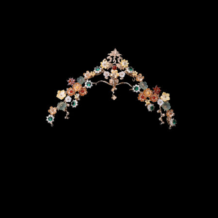 Curved Phoenix Lotus Floral Branches Hairvine - Gold