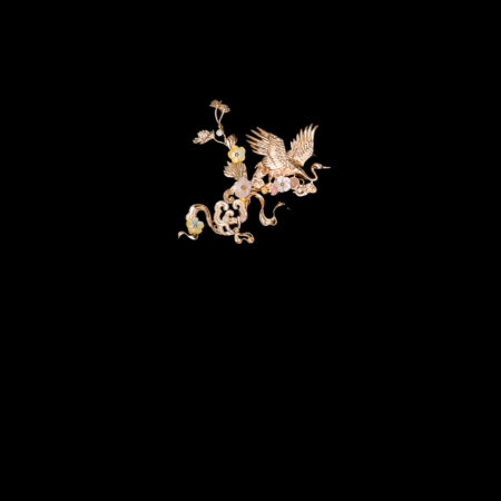 Crane Heaven Cloud Side Hairvine or Brooch - Gold, Pink (Left)