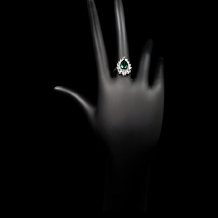 Lux Princess Ring - Rhodium White Gold, Emerald