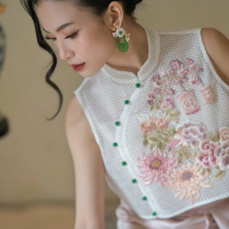 Lunar Deco Carved Asymmetrical Teardrop Hollow Jade Earrings - Gold, Jade